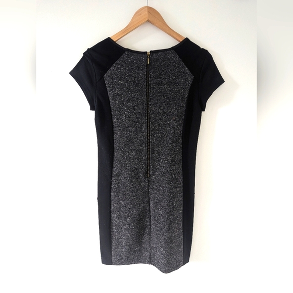 Vero Moda Erin SS Mini Dress, Grey Tweed and Black, Zipper Details - Picture 2 of 5